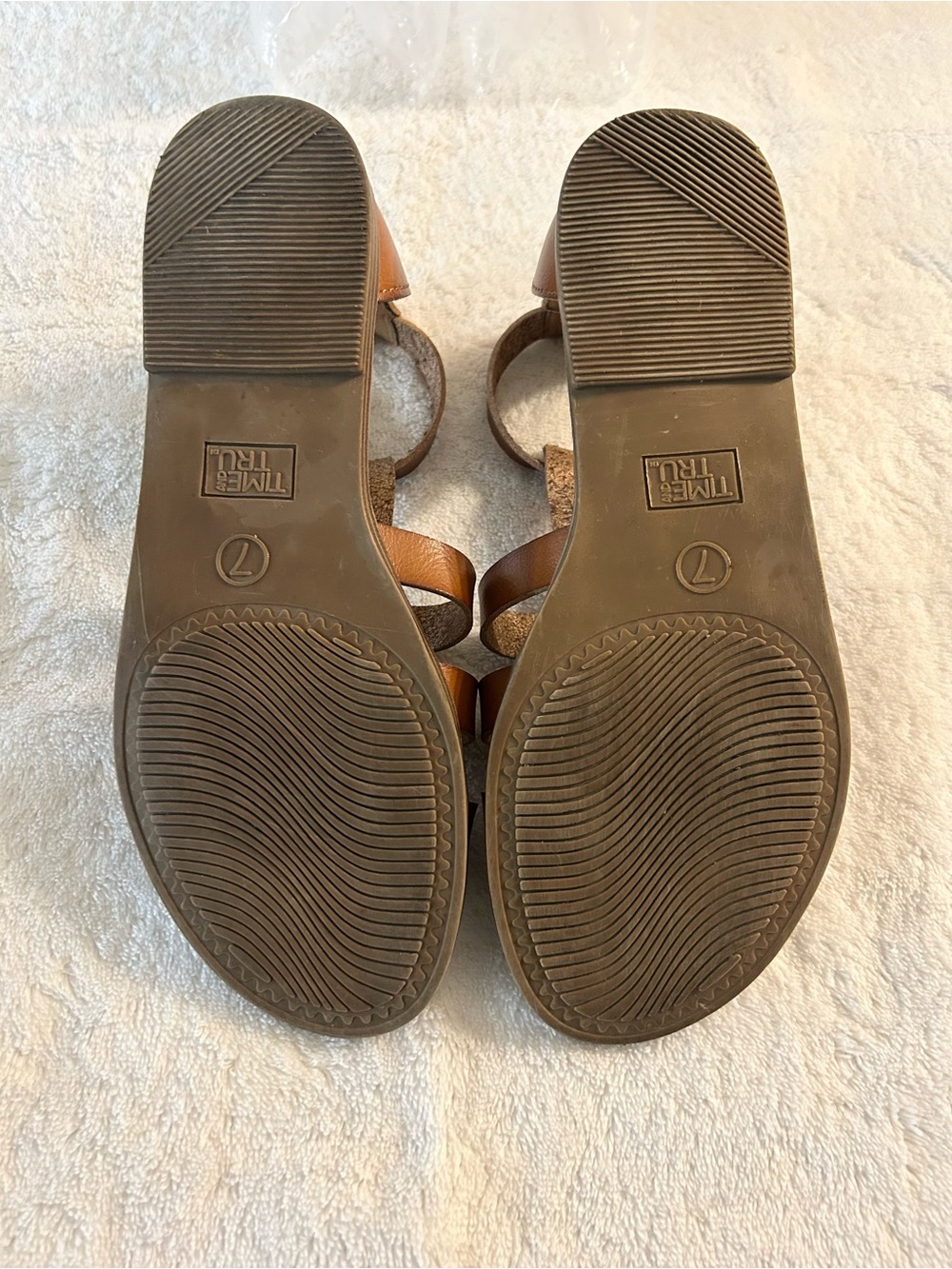 Brown Strappy Gladiator Sandals with Stud Accents Cushioned Memory Foam - Picture 5 of 6